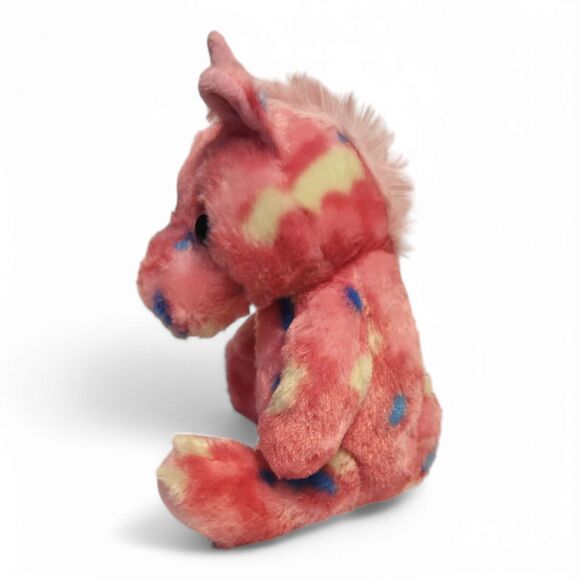 Adorable Unicorn Plush – Fuzzy Pink with Multicolored Spots, 6" Tall, 2018 - Picture 5 of 8